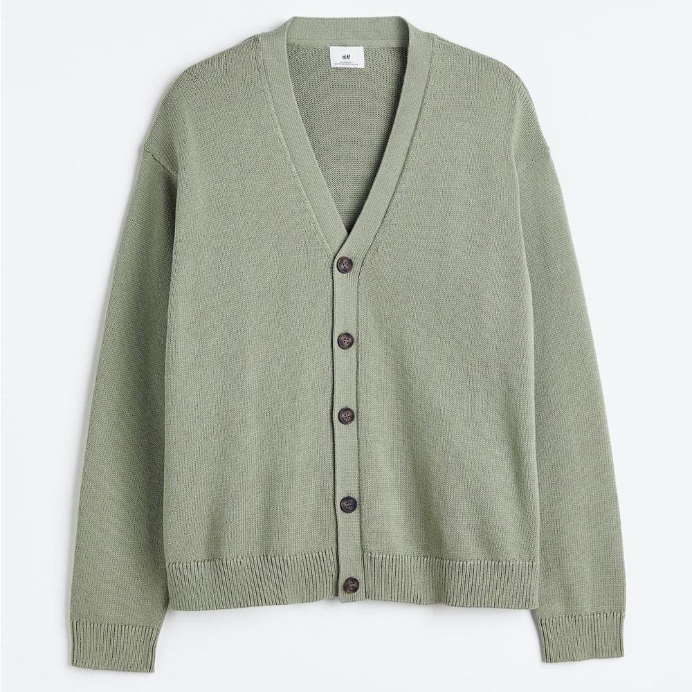 Men's Green Cardigan Sweater
